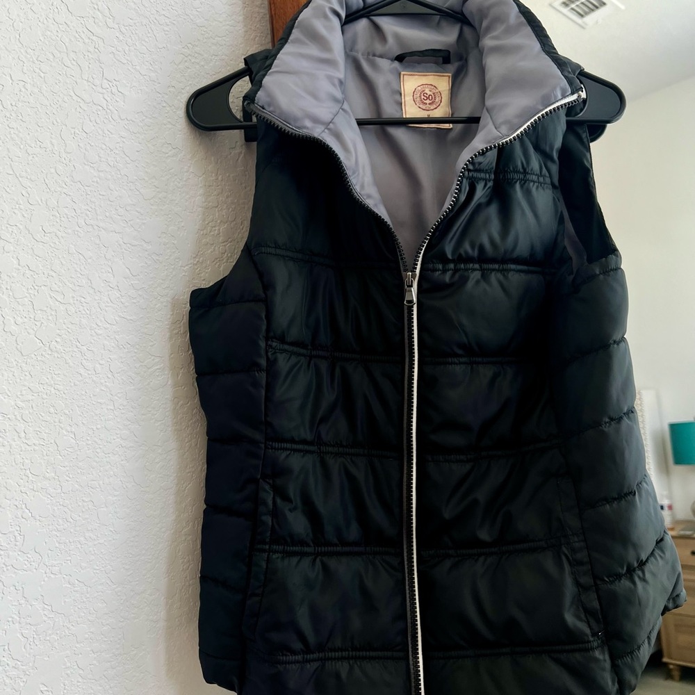 Authentic American Heritage Black Puffer Vest with Gray Interior